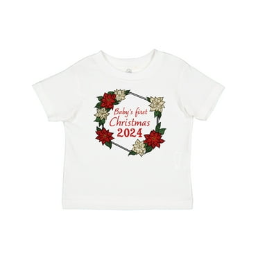 Inktastic Baby's First Christmas 2024 Poinsettia Boys or Girls Baby T-Shirt