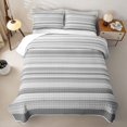 thumbnail image 2 of Castle Fairy Geometric Horizontal Stripe Bed Spread Queen 3pcs,Mid Century Thin Line Queen Coverlet Set,Gray Silver White,1 Quilt and 2 Pillowcases, 2 of 7