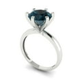 thumbnail image 2 of Solitaire Engagement Ring for Women - 3ct Natural London Blue Topaz in 18K White Gold Promise Ring, 2 of 6