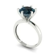 3ct round cut natural london blue topaz 18k white gold Bridal Wedding Engagement Promise Anniversary Ring for Women size 7