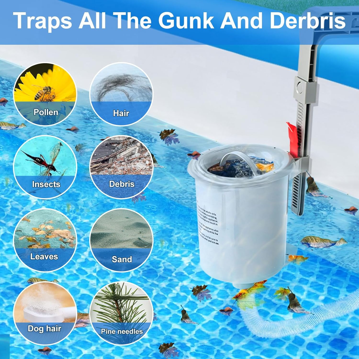KGC Automatic Above Ground Pool Surface Skimmer 2 Ways Wall Mount for Attach to Inflatable Collars, Tubular & Metal Frame Pool Structures, Skim Debris Pool Maintenance Cleaner