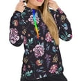 thumbnail image 5 of Yiaed Roses Flowers Print Womens Casual Hoodies Crew Neck Long Sleeve Sweatshirts With Pocket Pullover Tops Women's Hooded Sweatshirt-Small, 5 of 5