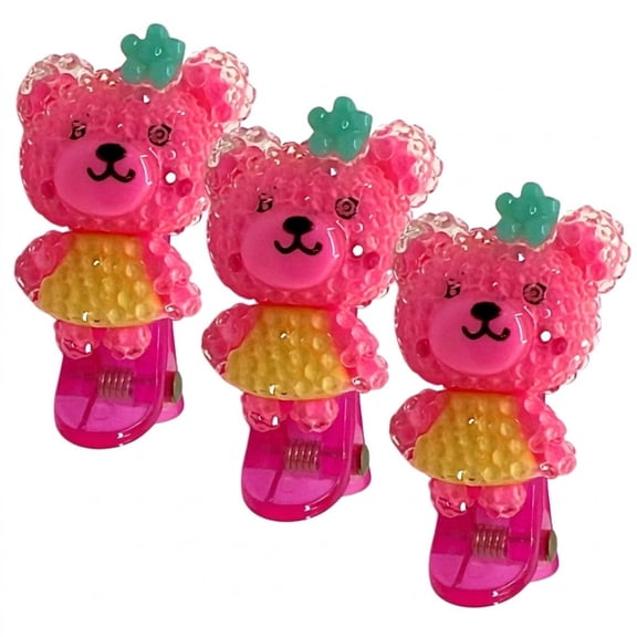 Cute Bear Hair Clips Spring Resin Mini Hair Pins 3 Pieces