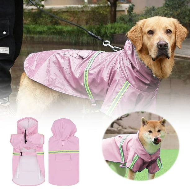 Impermeable para mascotas Impermeable cortavientos con capucha y tiras reflectantes Poncho para perros medianos y grandes de 4,5 a 8 kg