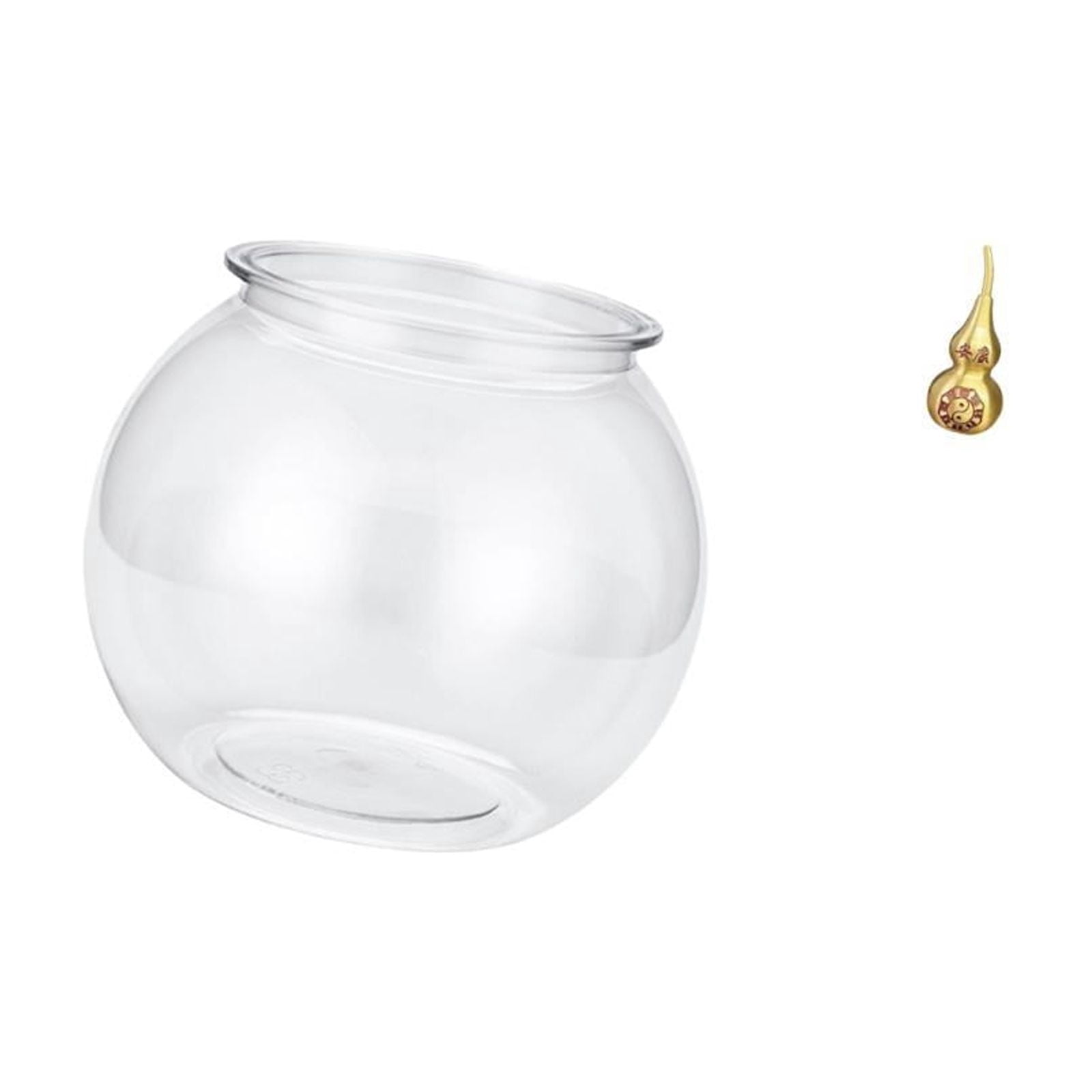 EHJRE Desktop Aquarium Tank Clear Fish Bowl Vase Table Fishes Container Sea Turtle Sculpture Brass Gourd Ornament PP Material Easy to Clean Suitable for Off