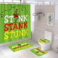thumbnail image 1 of Mini Grinch Ornaments Grinch Ornaments Grinch Christmas Decorations Christmas Snowman Print Toilet Bathroom Mat And Shower Curtain Four-Piece Set, 1 of 7