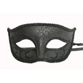 Kayso PM002BKPK Black & Pink Plastic Masquerade Mask with Glitter