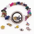 thumbnail image 2 of 30mm Square Love Floating Charm Memory Locket Chain Star or Heart End Synthetic Glass Magnetic Bracelet, 2 of 4