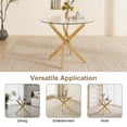 thumbnail image 4 of 35" Round Glass Dining Table, Paproos Dining Table for 4, Kitchen Table with Gold Plated Metal Legs, Minimalist Glass Dining Room Table for Kitchen, Gold(Only Table), 4 of 5