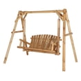 thumbnail image 2 of VEIKOUS Wooden Porch Swing Glider Outdoor with Stand, Natural, 2 of 8