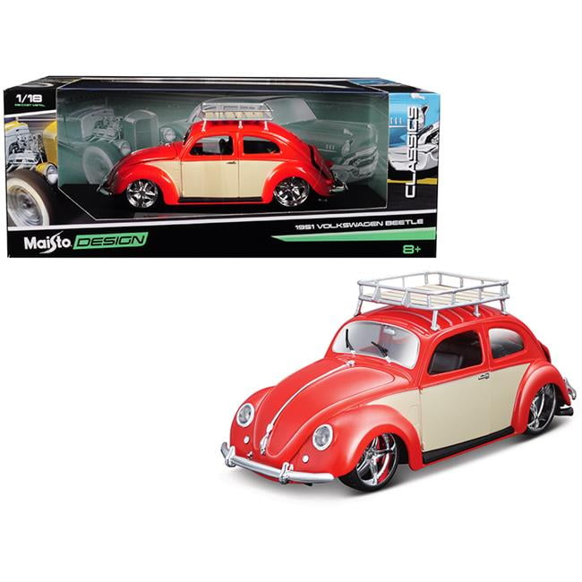 Maisto 32614r 1951 Volkswagen Beetle with Roof Rack Orange