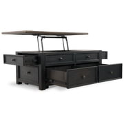 Signature Design by Ashley Tyler Creek 4 Drawer Coffee Table with Lift Top, Grayish Brown/Black