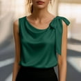 thumbnail image 2 of Tops Casuales sin Mangas para las Mujeres Elegante Satén Encaje Blusa, Tanque de Verano de Color Sólido para el Uso Diario, 2 of 7