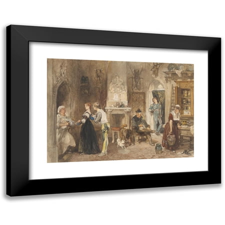 Charles Rochussen 14x11 Black Modern Framed Museum Art Print Titled - Employees of a Castle United in a Front Room (1870)