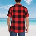 thumbnail image 6 of Daiia Buffalo Plaid Red Black Hawaiian Shirt for Men Gentle Cotton Regular Short Sleeve Casual-Large, 6 of 9