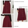thumbnail image 5 of High Waist, Single-Breasted, Soft & Stylish A-Line Casual Wear for Women, Size XL Red Wine-colored Midi Skirt, 5 of 6