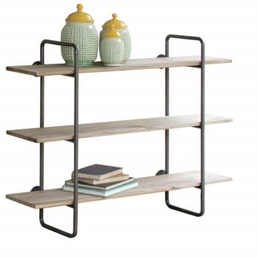 Kalalou Three Tiered Metal Tube Frame Wall Shelf CQ6678