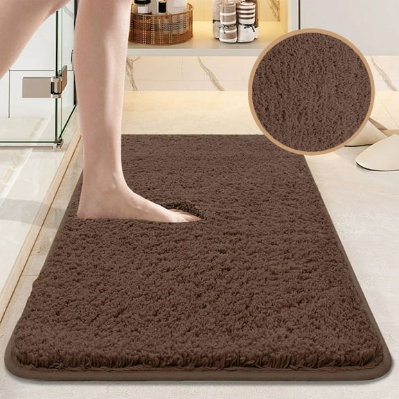 Thickened Restroom Floor Mats, Absorbent Non-Slip Bathroom Toilet Mats, Bedroom Carpet Door Mat, Luxurious Plush, Super Absorbent, Machine Washable, 23.62x15.75x0.98in