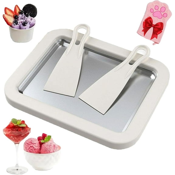 Myfroroll Ice Cream,Rolled Ice Cream Maker Tray with 2 Spatulas, 304 Stainless Steel Cool Plate for Fun Family Activities,Frozen Yogurt Rolls,for Family Hands-on Activities