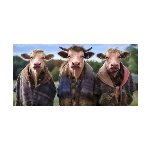 Canvas Wall Art - Sean Parnell 'Cows In The Field' Wall Art for Living Room, Bedroom, or Office Décor by Trademark Fine Art - 19 x 10 Inches