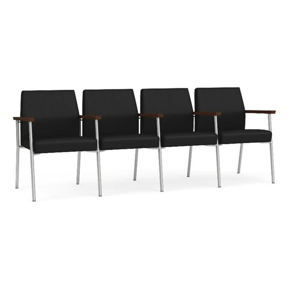 Mystic Reception Waiting Room 4-Seat Tandem Seating / Silver Steel / Black