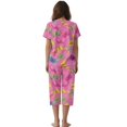 thumbnail image 2 of DISNIMO Butterfly Printed Women's Short Sleeve Pajama Sets Comfy 2 Piece Lounge Set Round Neck Tops and Capri Pant Pjs Summer Sleepwear for Home, S, 2 of 7