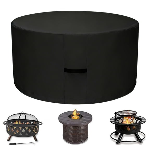 LCGOD Heavy Duty Round Fire Pit Cover, 100% Waterproof, 30x18 Inches, Fits 28-30 Inch Outdoor Gas/Wood Burning Fire Pits & Fire Tables
