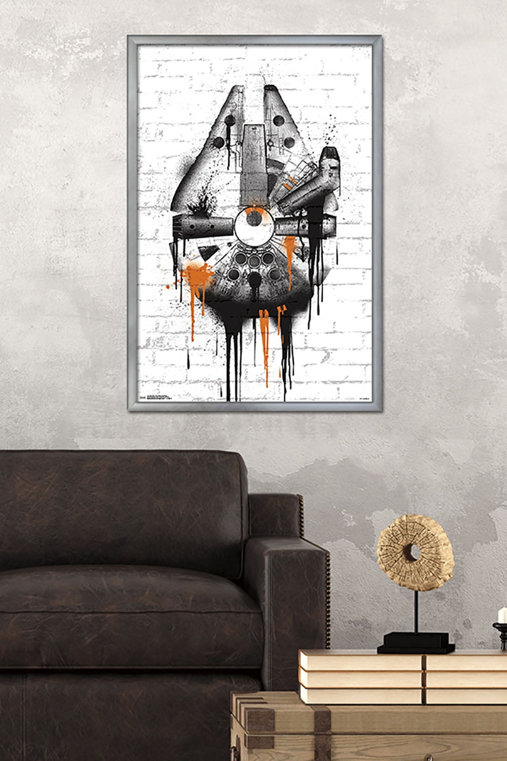 Star Wars: Saga - Falcon Black And Orange Wall Poster, 22.375" x 34", Framed