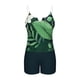 thumbnail image 5 of Trajes de baño para mujer traje de baño bikini para mujer talla grande informal color sólido camiseta sin mangas dividida con cojín en el pecho conjunto de traje de baño verde militar 5XL, 5 of 6