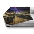 thumbnail image 2 of Universe Soft Flannel Fleece Throw Blanket, Galaxy Cosmos Wooden Bridge Panoramic View Celestial Space Print, Cozy Plush for Indoor and Outdoor Use, 70" x 90", Pale Brown Hot Pink, by Ambesonne, 2 of 5