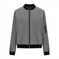 thumbnail image 4 of felwors Womens Casual Daily Jackets Lightweight Zip Up Casual Jacket Stand Short Sports Outwear Zipper Tops Grey, M, 4 of 6