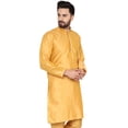 thumbnail image 2 of SKAVIJ Men's Tunic Art Silk Kurta Ethnic Indian Long Casual Shirt Party X-Large Gold, 2 of 6