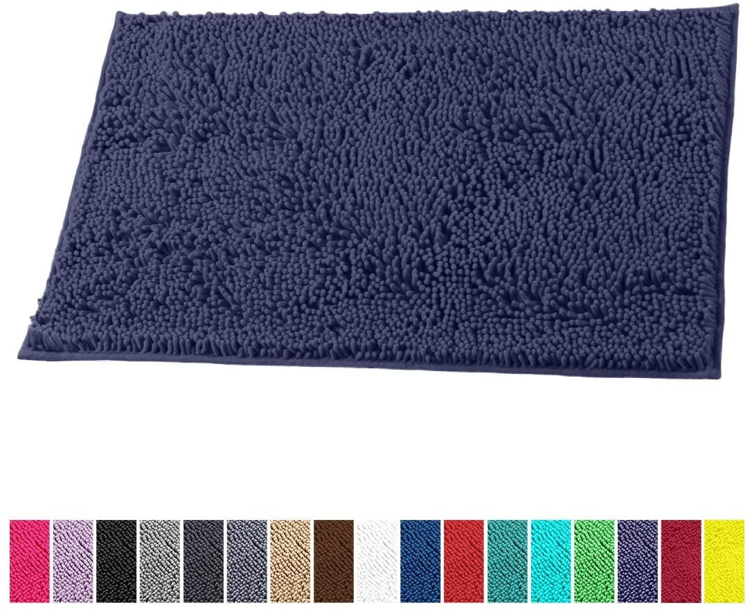 LuxUrux Bath Mat, ExtraSoft Plush Bath Shower Bathroom Rug,1'' Chenille Microfiber Material