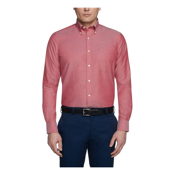 Camisa Tommy Hilfiger para hombre, color cayena macizo sin hierro