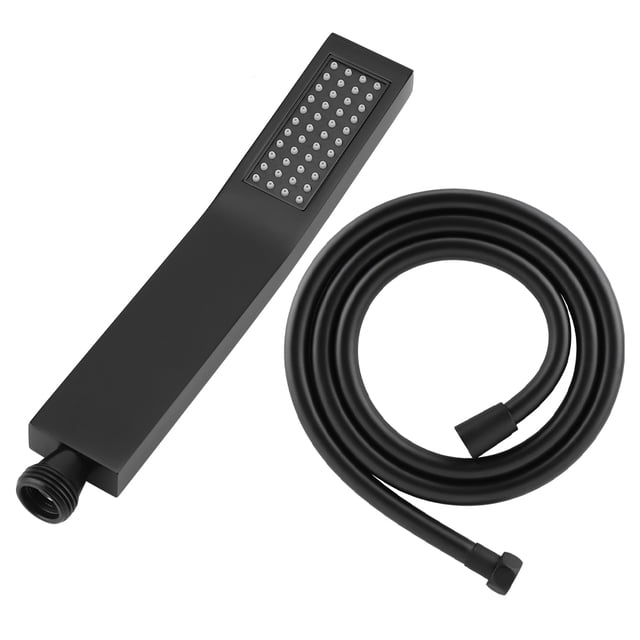 Cabezal de ducha de mano cuadrado de latón negro mate, rociador de baño, ducha de mano con manguera