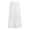 thumbnail image 5 of Time and Tru Women’s Tiered Maxi Skirt with Lace Trim, 5 of 5