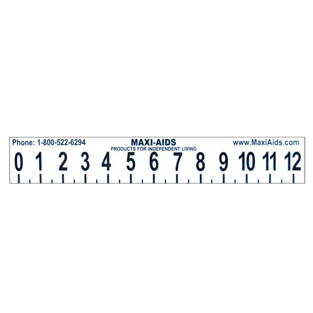 large print 12 inch ruler with braille illustrated alphabet on reverse