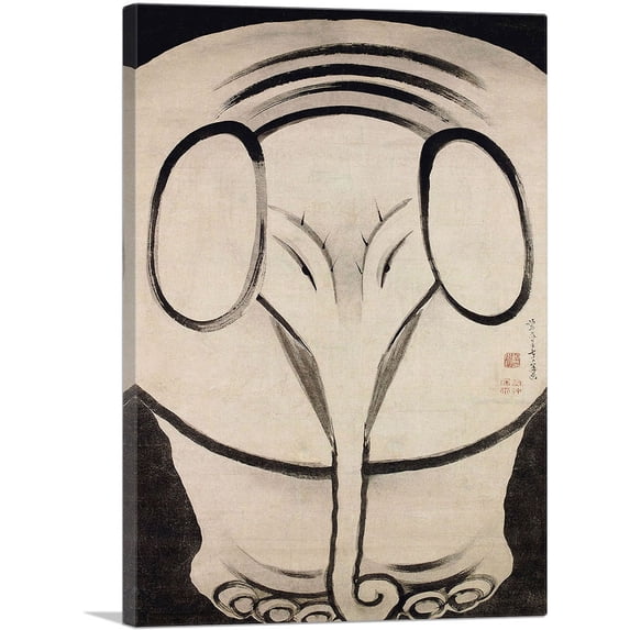 ARTCANVAS Elephant Canvas Art Print by Jakuchu Ito - Size: 40" x 26" (1.50" Deep)