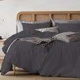 thumbnail image 4 of 1 Pcs Duvet Cover 100% Egyptian Cotton 1000 Thread Count with Zipper Closure & Corner Ties - Full/Queen Size (90" x 90") Inch, Dark Grey Solid, 4 of 5