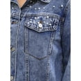 thumbnail image 6 of Unique Bargains Women's Jean Jacket Long Sleeve Button Up Denim Jackets S Blue, 6 of 7