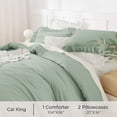 thumbnail image 5 of Sage Green California King Comforter Set, 3 Pieces Farmhouse Shabby Chic Cal King Size Ruffle Bed Set, Oversized Soft Lightweight Microfiber Bedding Set, 5 of 9