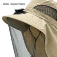 thumbnail image 7 of Byfri Mosquito Net Sun Hat with Solar Fan Wide Brim Fishing Hat for Outdoor Camping Khaki 58-60cm, 7 of 7