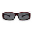 thumbnail image 2 of SA106 Womens Rhinestone Polarized Lens Rectangular 60mm Fit Over Sunglasses Red Black, 2 of 4