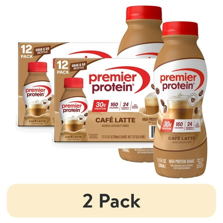(2 pack) Premier Protein Shake, Café Latte, 30g Protein, 11.5 fl oz, 12 Ct
