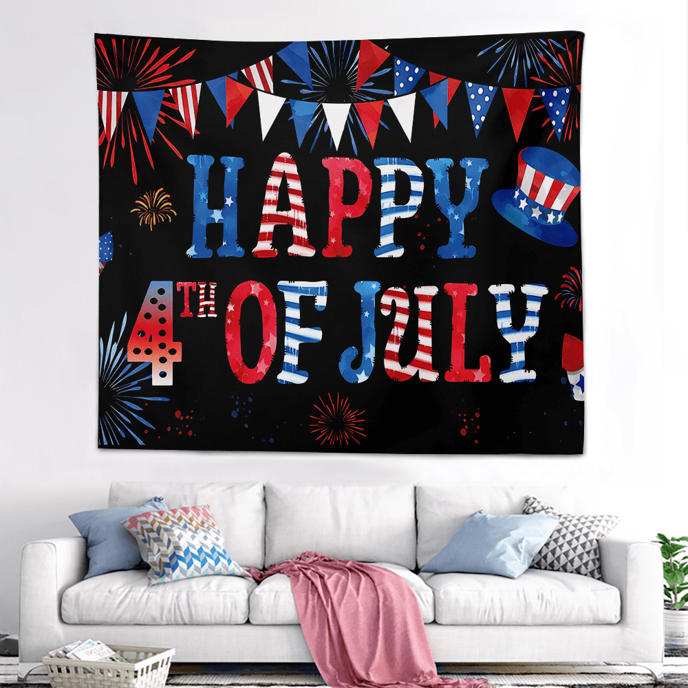 Independence Day 4th of July Tapestry Wall Hanging USA Flag Star Fabric 