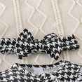 thumbnail image 6 of Splozh Newborn Photoshoot Outfits Boy Baby Girl Long Sleeve Romper with Ruffled Hem Fall Spring Set with Bow Headband Black,3-6 Months, 6 of 9