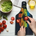 thumbnail image 3 of Modern Cutting Board, Surf Typography in Rainbow Colors Featured with Palm Tree Silhouette Illustration, Tempered Glass Cutting and Serving Board, Wine Bottle Shape, Multicolor, by Ambesonne, 3 of 5