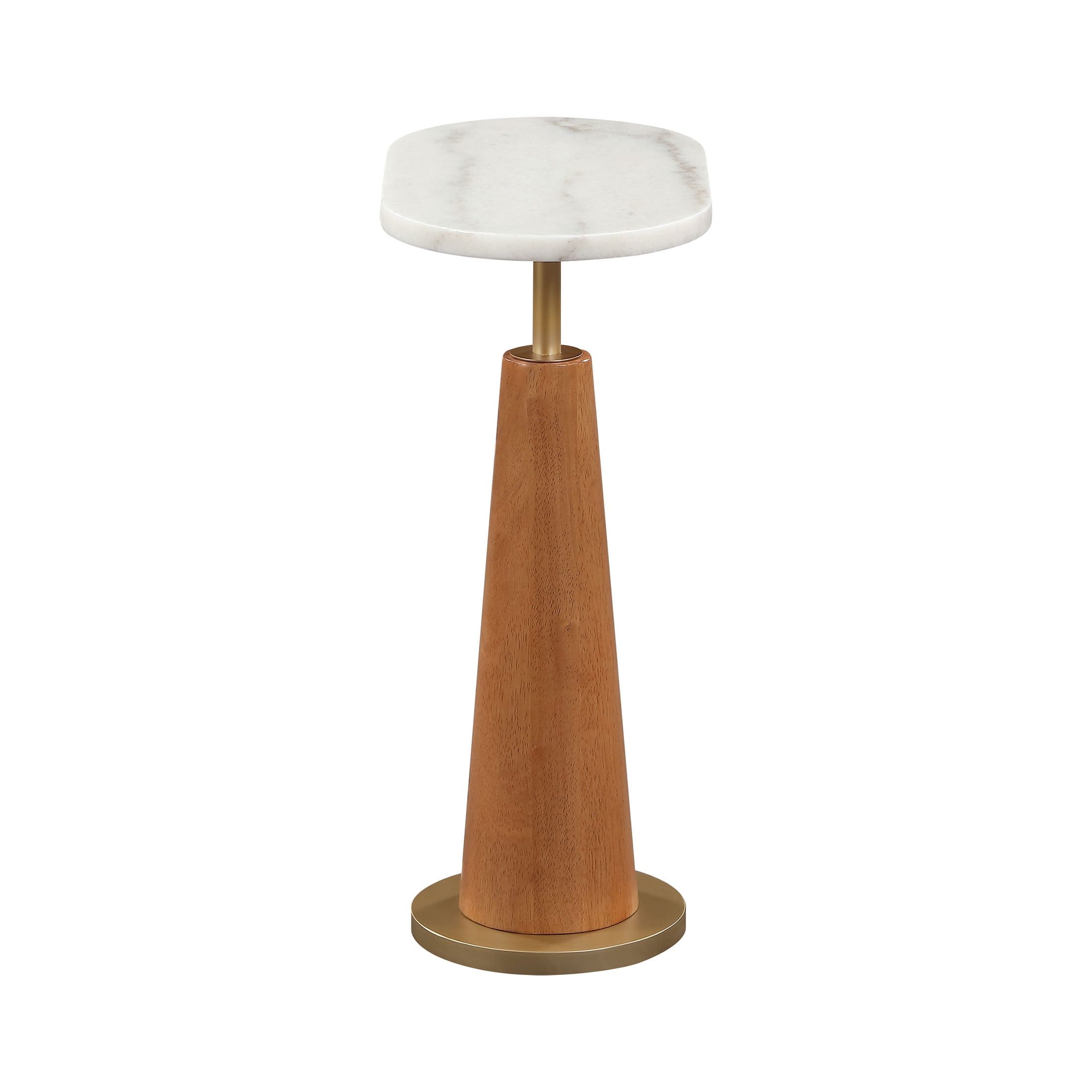 Beautiful Blyth Drink Table by Drew Barrymore, White Marble and Cherry Finish