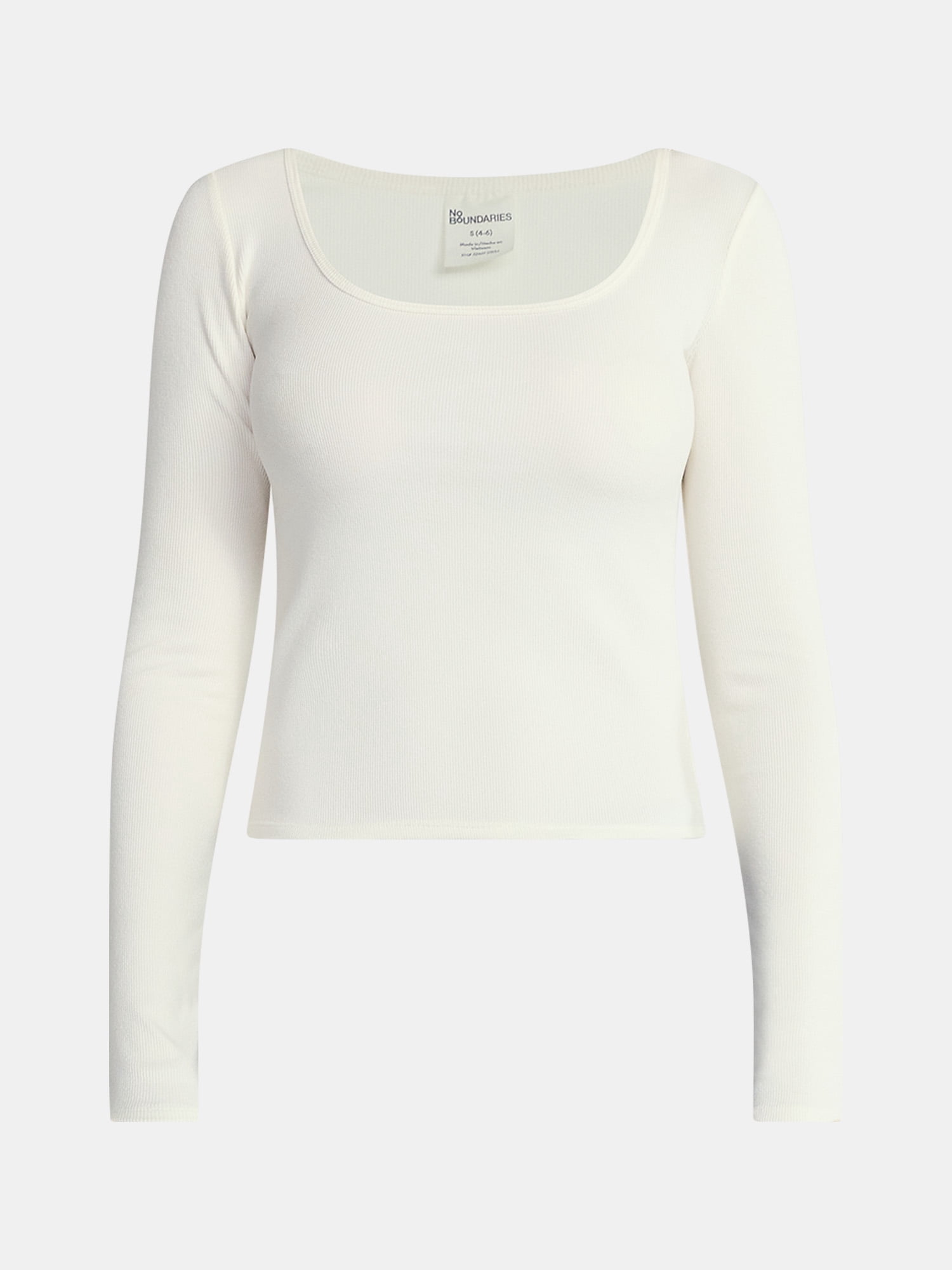 No Boundaries Square Neck Tee with Long Sleeves, Women's