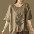 thumbnail image 3 of HomeGardon Womens Shirts Plus Size Tops for Women,Fashion Women's Summer 1/2 Sleeve Solid Round-Neck Tank Top Comfy Regular,S-XXXXXL, 3 of 4
